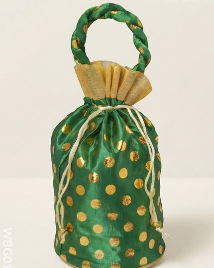 Potli Bag with Golden Dots and round Base - 9Inches - WBG0113 - Potli Bags