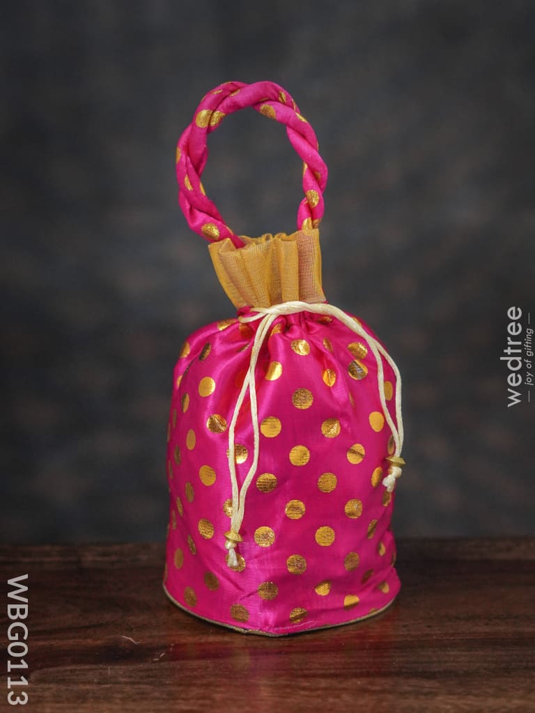 Potli Bag With Golden Dots And Round Base - 9Inches Wbg0113 Bags