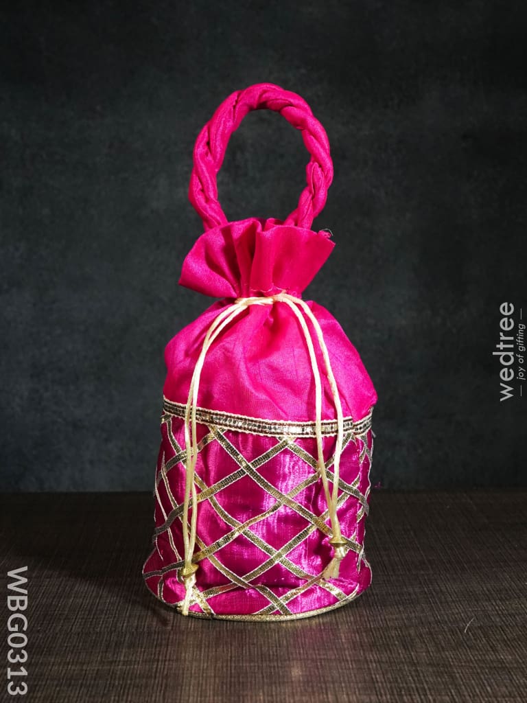 Potli Bag With Golden Lace Work - Wbg0313 Bags
