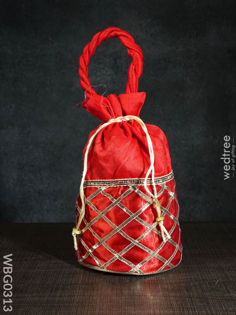 Potli Bag With Golden Lace Work - Wbg0313 Bags