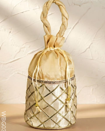 Potli Bag with Golden Lace work - WBG0313 - Potli Bags