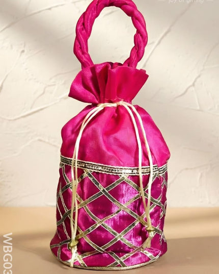 Potli Bag with Golden Lace work - WBG0313 - Potli Bags