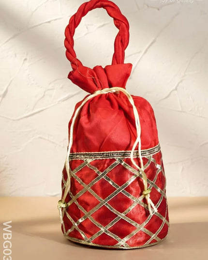 Potli Bag with Golden Lace work - WBG0313 - Potli Bags