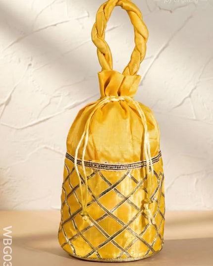 Potli Bag with Golden Lace work - WBG0313 - Potli Bags