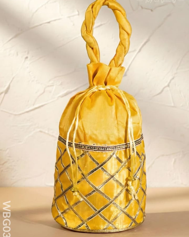 Potli Bag with Golden Lace work - WBG0313 - Potli Bags