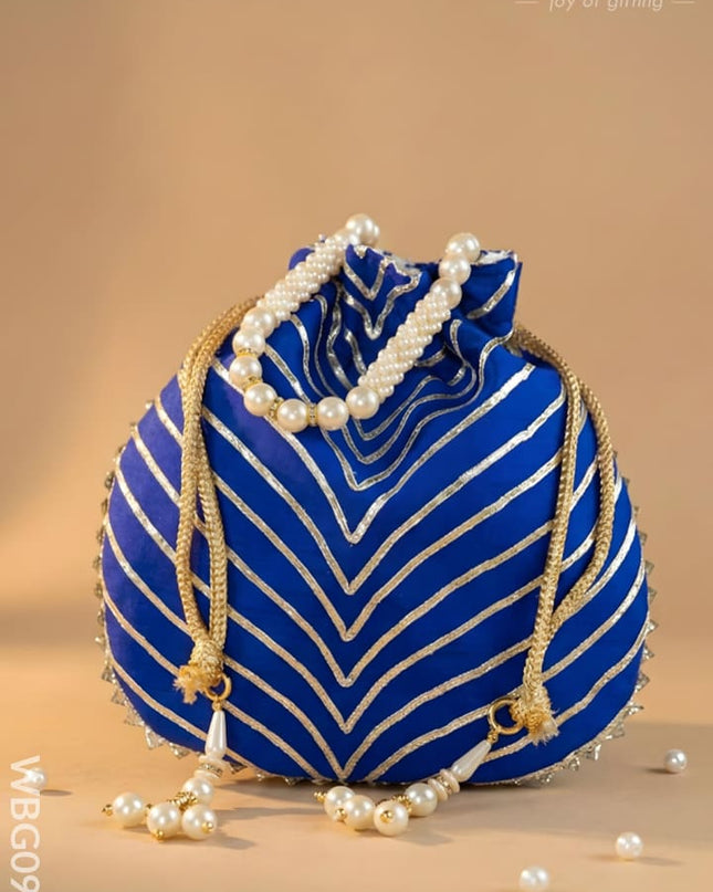 Potli Bag with Golden Lace Work - WBG0912 - Potli Bags