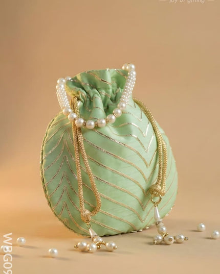 Potli Bag with Golden Lace Work - WBG0912 - Potli Bags