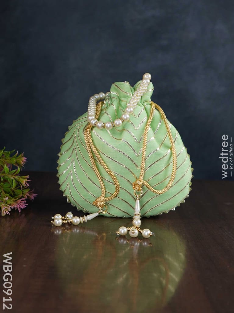 Potli Bag With Golden Lace Work - Wbg0912 Bags