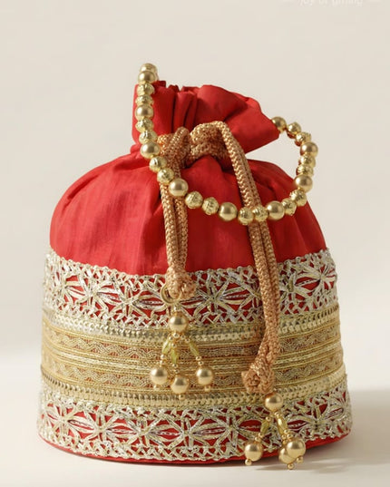 Potli Bag with Layered Embroidery and Zari work - WL1016 - Potli Bags