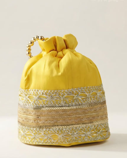 Potli Bag with Layered Embroidery and Zari work - WL1016 - Potli Bags
