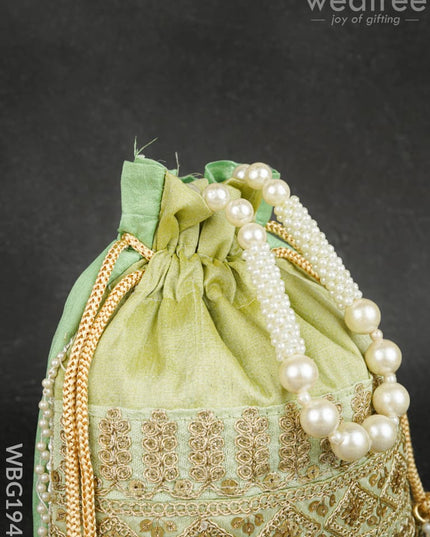 Potli Bag with Layered Embroidery Work - 9 inch - WBG1947 - Potli Bags