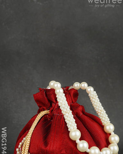 Potli Bag with Layered Embroidery Work - 9 inch - WBG1947 - Potli Bags