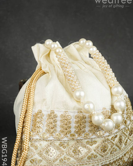 Potli Bag with Layered Embroidery Work - 9 inch - WBG1947 - Potli Bags