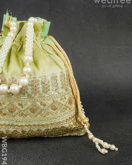 Potli Bag with Layered Embroidery Work - 9 inch - WBG1947 - Potli Bags