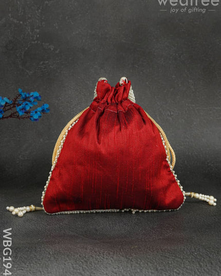 Potli Bag with Layered Embroidery Work - 9 inch - WBG1947 - Potli Bags