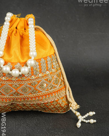 Potli Bag with Layered Embroidery Work - 9 inch - WBG1947 - Potli Bags