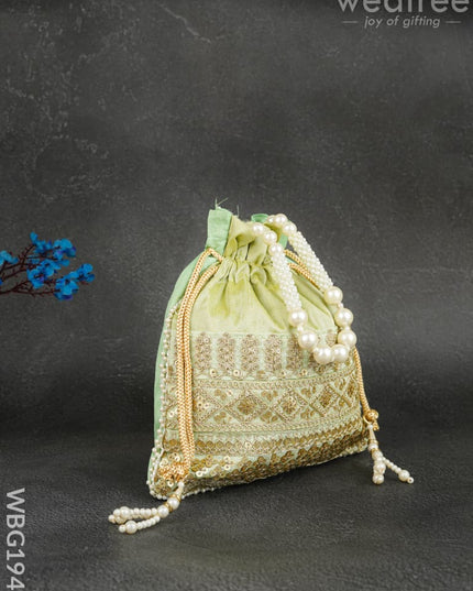 Potli Bag with Layered Embroidery Work - 9 inch - WBG1947 - Potli Bags