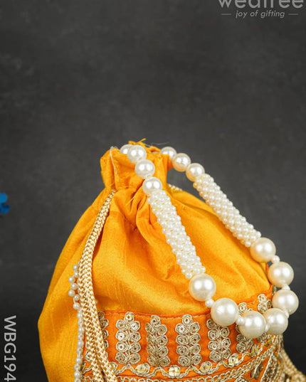 Potli Bag with Layered Embroidery Work - 9 inch - WBG1947 - Potli Bags