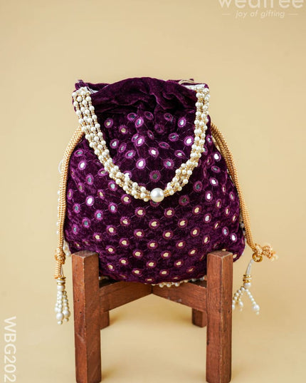 Potli Bag with Mirror Work - 8 inch - WBG2020 - Potli Bags