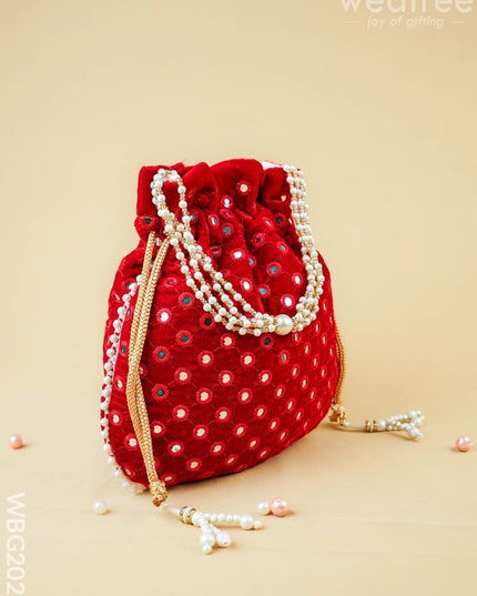 Potli Bag with Mirror Work - 8 inch - WBG2020 - Potli Bags
