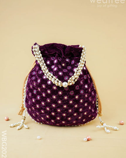 Potli Bag with Mirror Work - 8 inch - WBG2020 - Potli Bags
