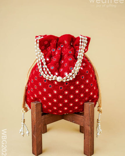 Potli Bag with Mirror Work - 8 inch - WBG2020 - Potli Bags