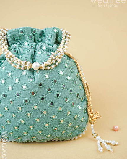 Potli Bag with Mirror Work - 8 inch - WBG2020 - Potli Bags