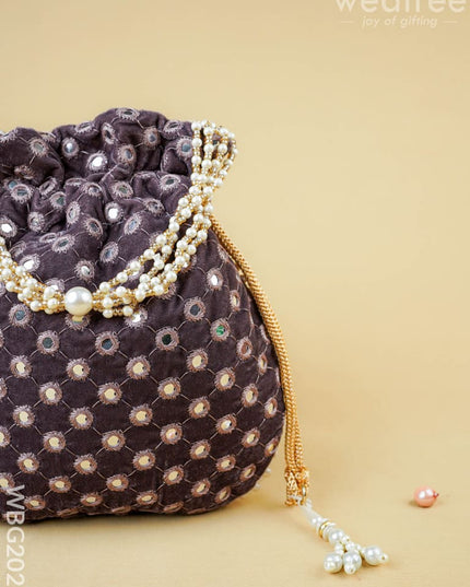 Potli Bag with Mirror Work - 8 inch - WBG2020 - Potli Bags