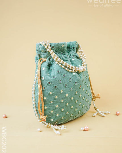 Potli Bag with Mirror Work - 8 inch - WBG2020 - Potli Bags