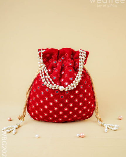 Potli Bag with Mirror Work - 8 inch - WBG2020 - Potli Bags