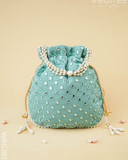 Potli Bag with Mirror Work - 8 inch - WBG2020 - Potli Bags