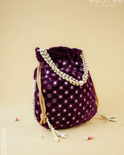 Potli Bag with Mirror Work - 8 inch - WBG2020 - Potli Bags