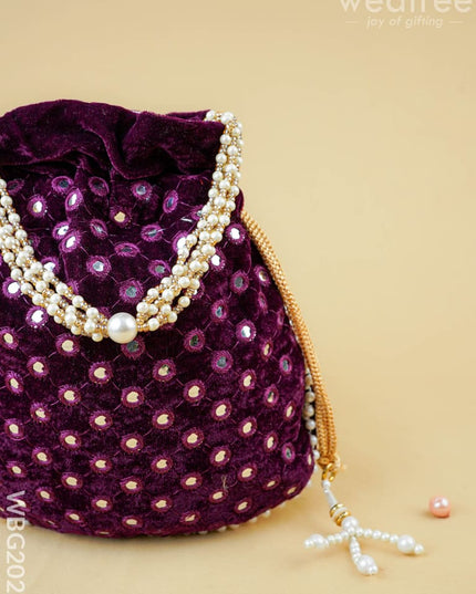 Potli Bag with Mirror Work - 8 inch - WBG2020 - Potli Bags