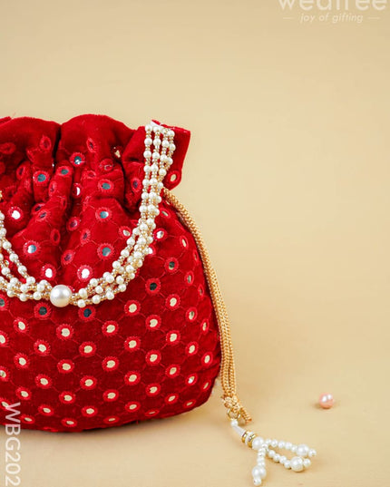 Potli Bag with Mirror Work - 8 inch - WBG2020 - Potli Bags