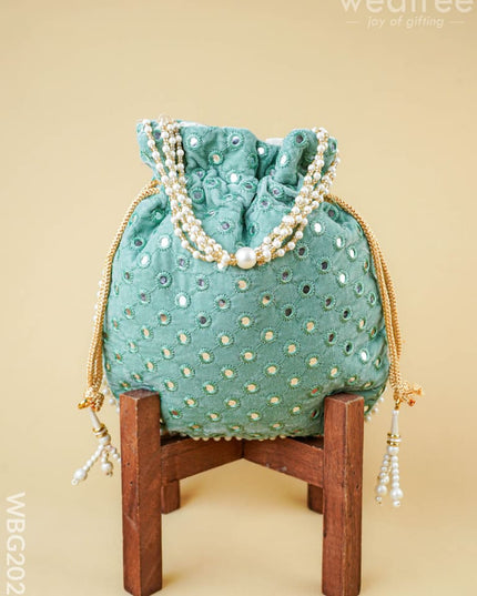 Potli Bag with Mirror Work - 8 inch - WBG2020 - Potli Bags