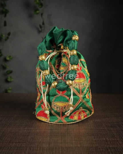 Potli Bag With Multi Coloured Pastel Shade Embroidery - Round Base Wbg0418 Bags
