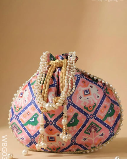 Potli bag with Patola Design - WBG0308 - Potli Bags