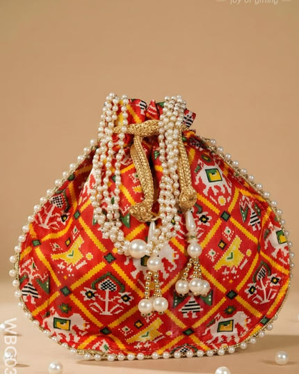 Potli bag with Patola Design - WBG0308 - Potli Bags