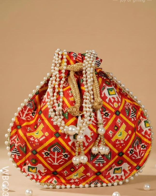Potli bag with Patola Design - WBG0308 - Potli Bags