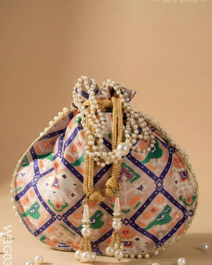 Potli bag with Patola Design - WBG0308 - Potli Bags