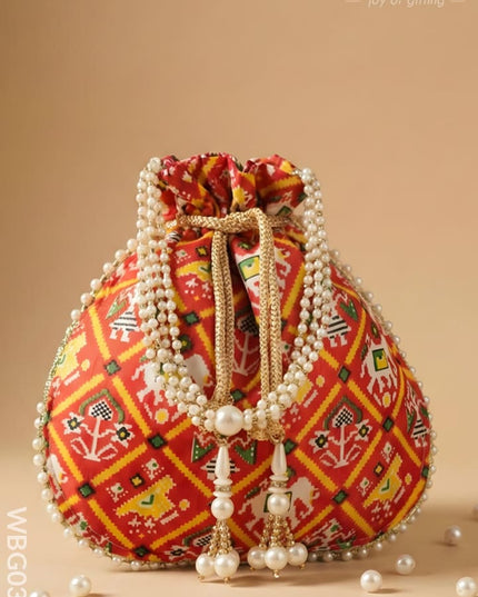 Potli bag with Patola Design - WBG0308 - Potli Bags