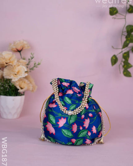 Potli Bag with Pichwai Design - 8 inch - WBG1878 - Potli Bags