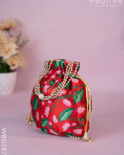 Potli Bag with Pichwai Design - 8 inch - WBG1878 - Potli Bags