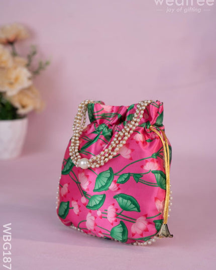 Potli Bag with Pichwai Design - 8 inch - WBG1878 - Potli Bags