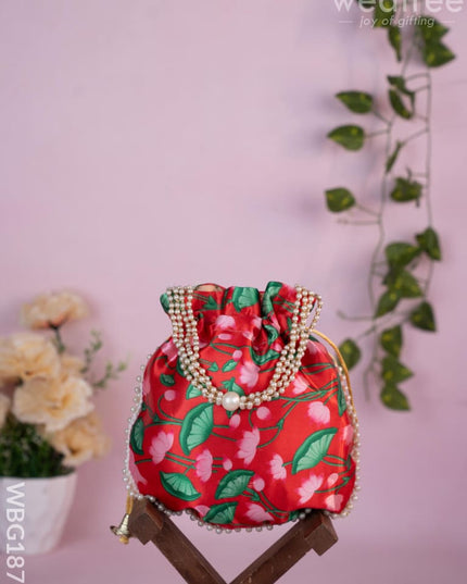 Potli Bag with Pichwai Design - 8 inch - WBG1878 - Potli Bags