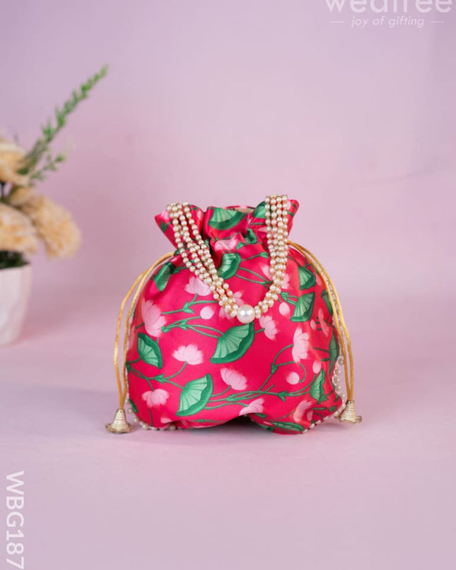 Potli Bag with Pichwai Design - 8 inch - WBG1878 - Potli Bags