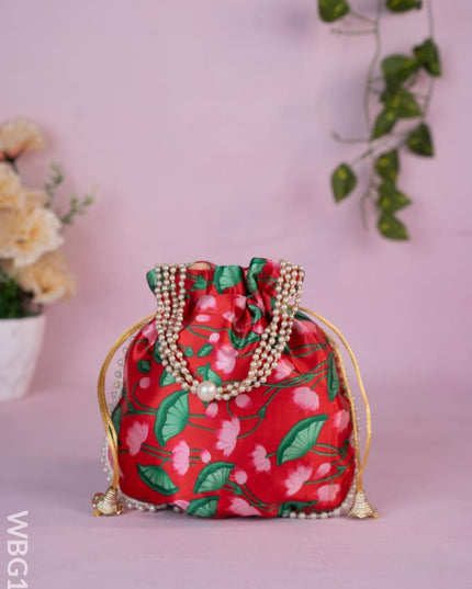 Potli Bag with Pichwai Design - 8 inch - WBG1878 - Potli Bags