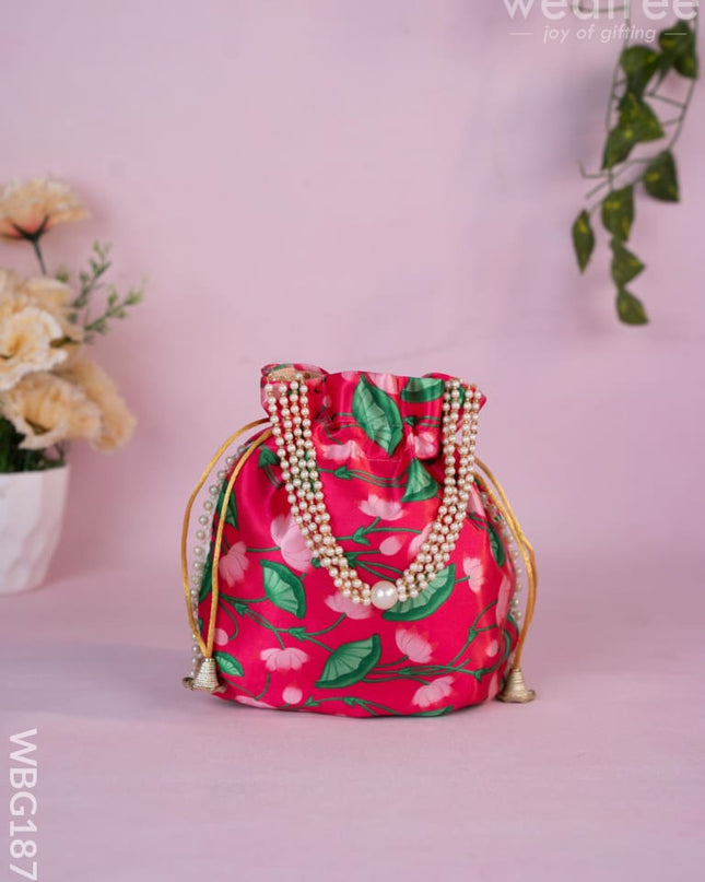 Potli Bag with Pichwai Design - 8 inch - WBG1878 - Potli Bags