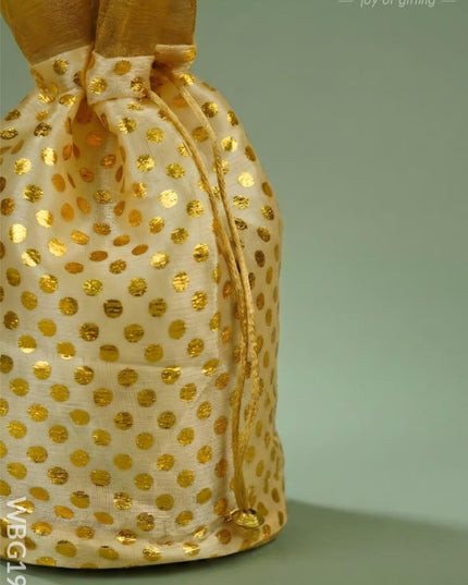 Potli Bag with Polka Dots - 8x7 inch - WBG1986 - Potli Bags