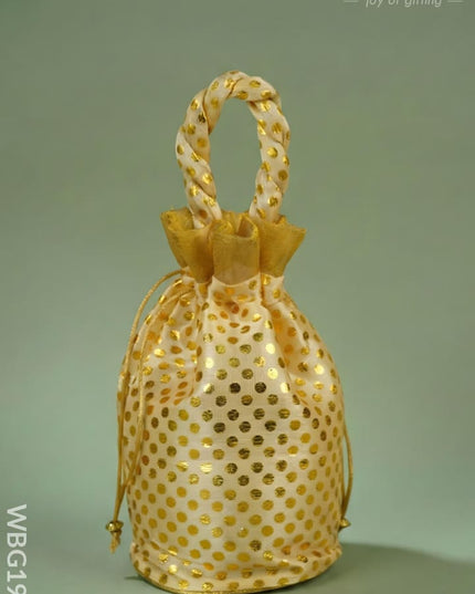 Potli Bag with Polka Dots - 8x7 inch - WBG1986 - Potli Bags